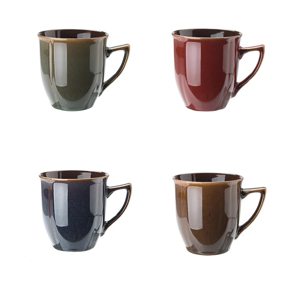 Coffee Mugs Set of 4, 350ml Ceramic Coffee Mugs, Matte Porcelain Coffee Mug Cups for Latte, Cappuccino, Hot Tea, Cocoa, for Women Men for Home Restaurant Mug Present Set, Colorful