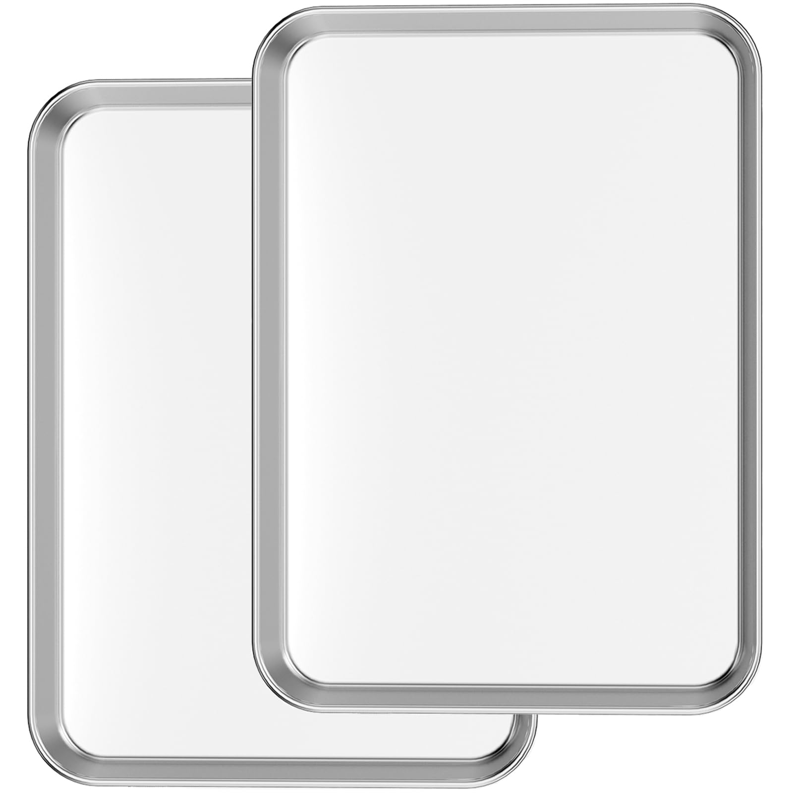 Baking Sheets Set of 2, 16 inch Cookie Sheets 2 Pieces & Stainless Steel Baking Pans & Toaster Oven Tray Pans, Rectangle Size 16L x 12W x 1H inch & Non Toxic & Healthy & Easy Clean