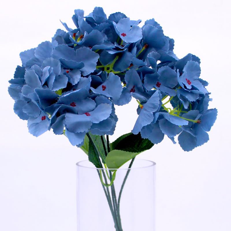 Hydrangea Artificial Flowers, Fake Flowers, Artificial Flowers Like Real Hydrangea, Artificial Hydrangea Flowers for Wedding Centrepieces, Party, DIY Projects - F1001-GREYBLUE