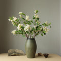 2 PCS Artificial Thyme Flower Stems with White Blossoms, Real Touch Faux Floral Arrangement with Green Leaves