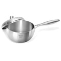Five-Ply Stainless Steel Sauce Pan with Lid 2L Nonstick Sauce Pot with Stay-Cool Handle for Cooking, Induction Ready, Compatible with All Cooktops