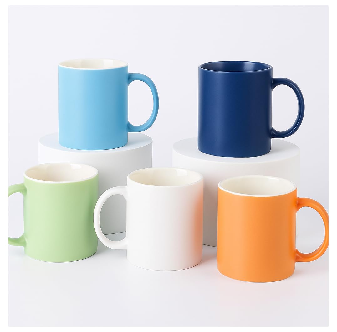 Premium Quality Ceramic Coffee Mugs | Assorted Vibrant Colors – 11 oz Capacity – Durable and Ideal for Hot Beverages, Cofee, Tea and Juices – Office, Home, Gifting, Travel [ Random Colours ]
