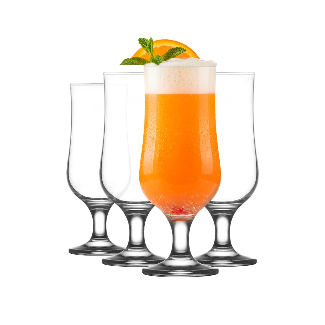 LAV Hurricane 170-13 oz Tumblers Set - Pina Colada Tall Cocktail Glasses, Sangria, Mojito, Milkshake, Juice, Tropical Beverages - Tulip Glasses - Dishwasher Safe Glasses Set