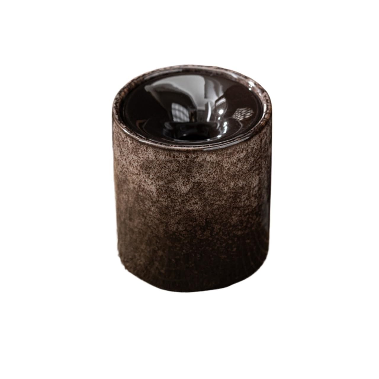 Practical ashtray Gradient Brown Lidded Household Ashtray Windproof Chinese Style Office Funnel-shaped