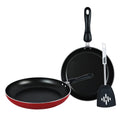Prestige Aluminum Frying Pan With Spatula Set Of 3- Piece, Red Pr20982