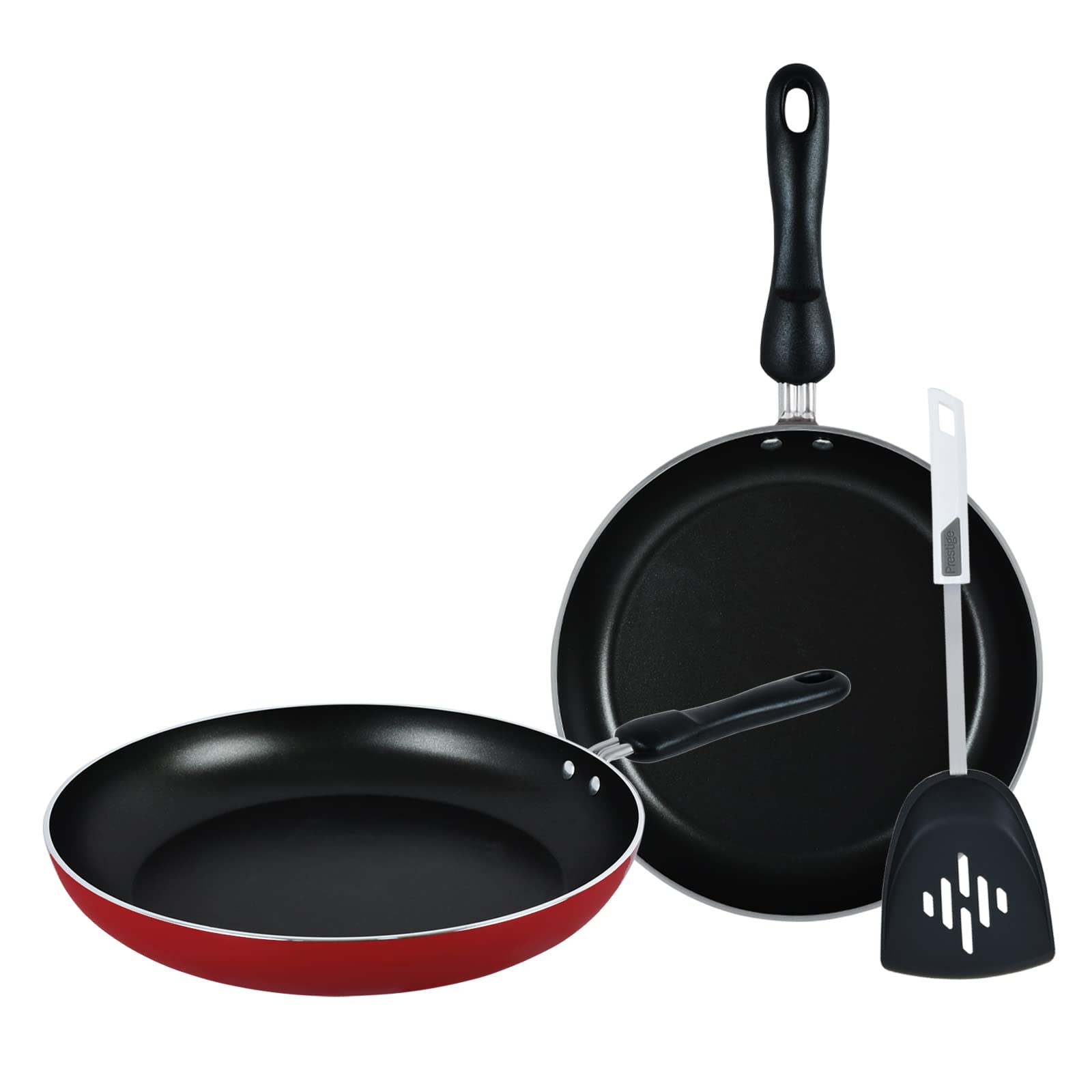 Prestige Aluminum Frying Pan With Spatula Set Of 3- Piece, Red Pr20982