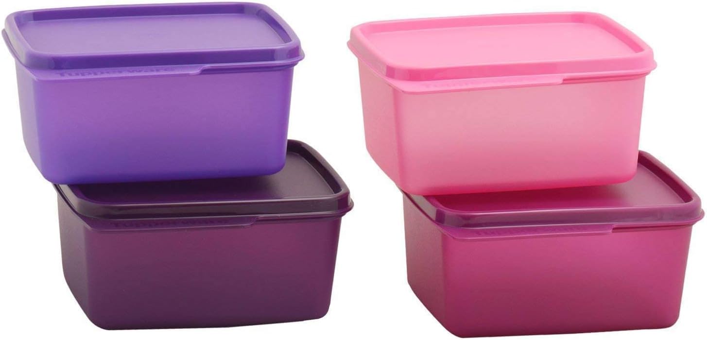 Tupperware Tupin Keep Tab Plastic Container Set (500 ml, Multicolour) -Set of 4