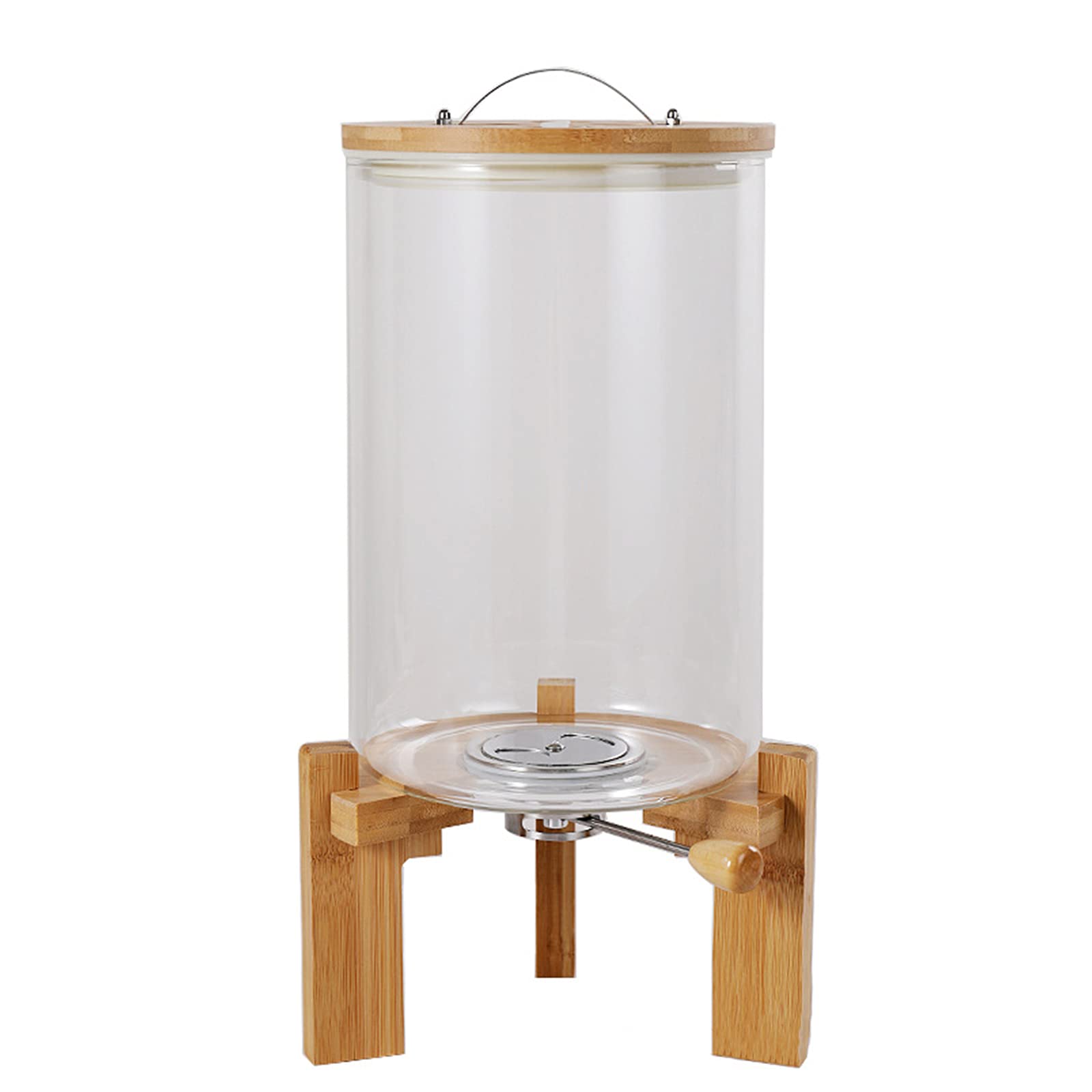 Rice Dispenser, Flour and Cereal Container, 5L/7.5L, Creative Glass Food Storage Container for Kitchen Organization and Pantry Storage, Airtight Lid and Wooden Stand