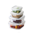 LocknLock Glass Food Storage Containers Set of 4, Square (320ml–1200ml) | Airtight, Leakproof | Oven & Microwave Safe