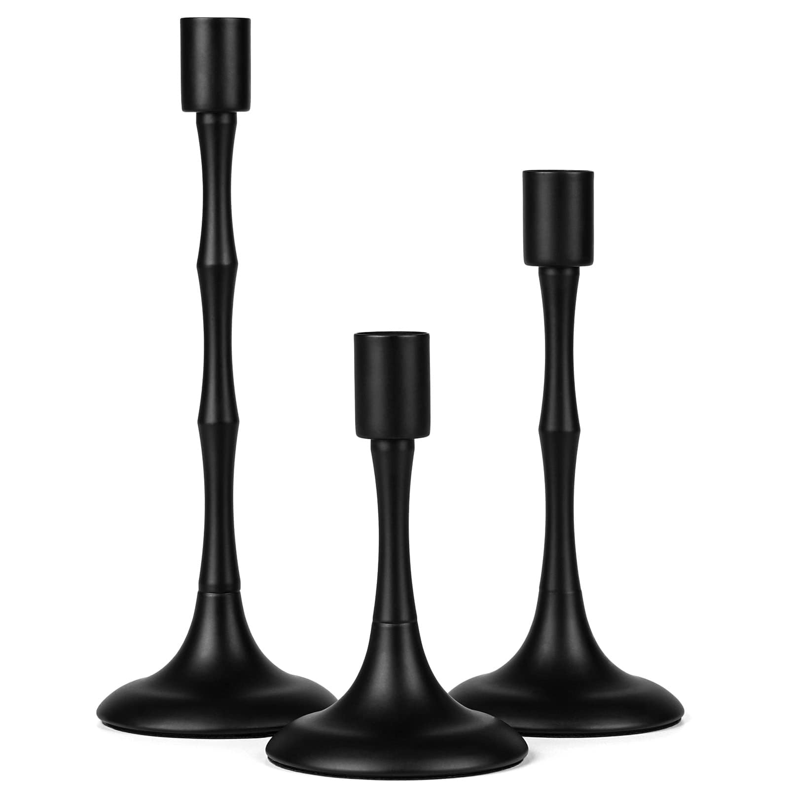 TERRIFI 3 Pcs Candle Holders for Taper Candles, Decorative Candlestick Holder for Wedding, Dinning, Party, Fits 3/4 inch Thick Candle&Led Candles (Metal Candle Stand) (Black)