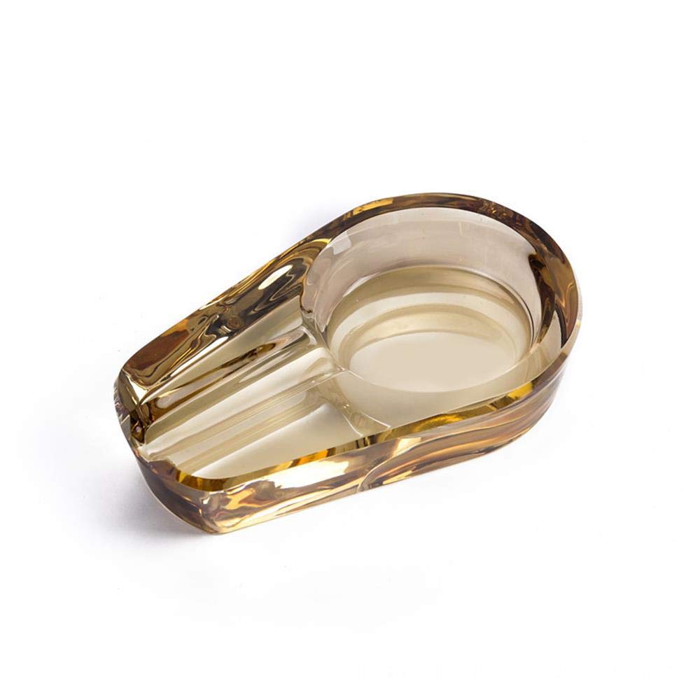 Fayruz Cigar Ashtray, Crystal Glass Cigarette Holder for Men, Outdoor Ash Tray for Patio Indoor Outdoor Home Office Tabletop Desk Decoration (Gold)
