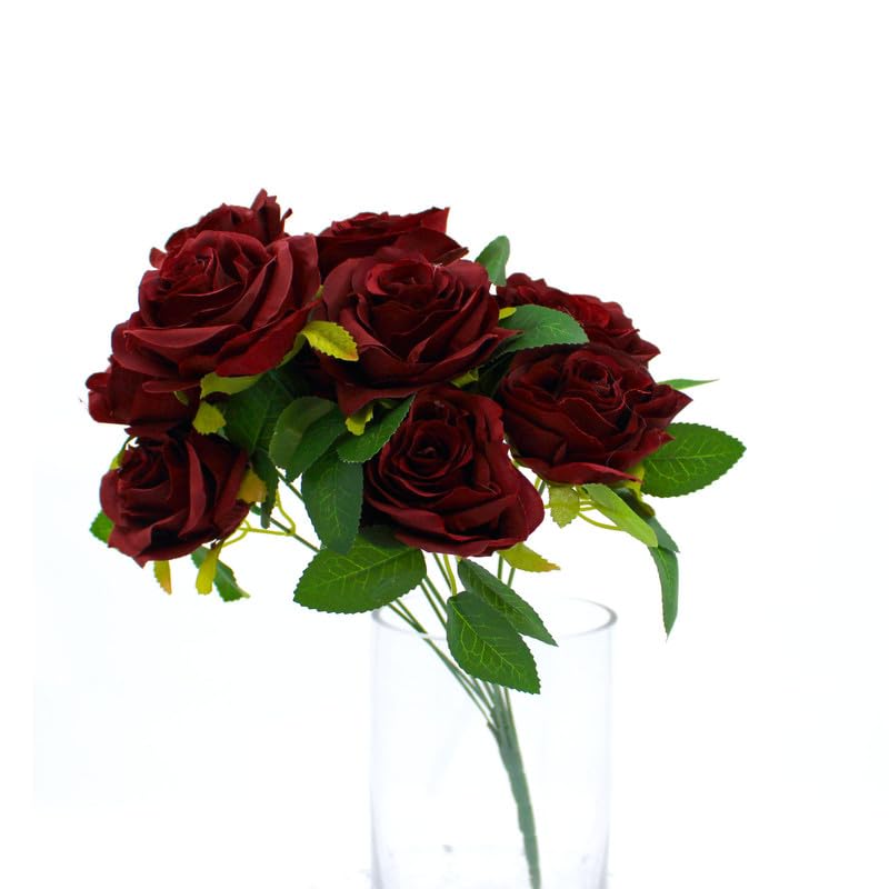 Artificial Rose Flowers with Stems for Bridal Wedding Decoration Study | Home & Garden | Home Decor | Floral Décor - F032-MAROON