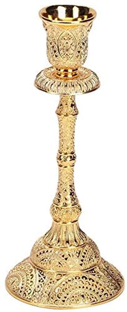 Gold Candle Holder Metal Candelabra Antique Gold Candlestick Tall Candle Holder Wedding Event, 1/3/5 Arm Candlelight Dinner Candlestick,Hotel Home Decoration Ornaments-Three Arm