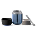 Stainless Steel Soup Pot - Vacuum Insulated Food Flask, Hot & Cold Meal Container, Leak-Proof, Wide Mouth Thermos for Hot Food with Folding Spoon (Clear Blue, 15.9x10cm)