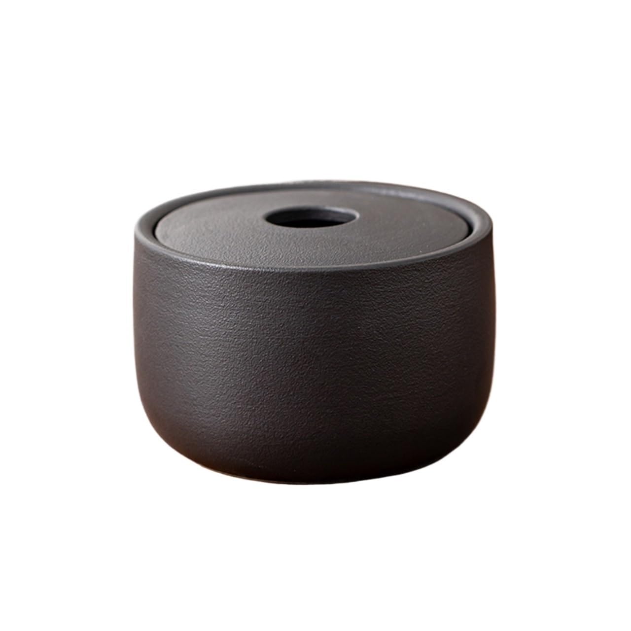 Practical ashtray Pure Black Round Ashtray with Lid Windproof Chinese Style Office Funnel-shaped