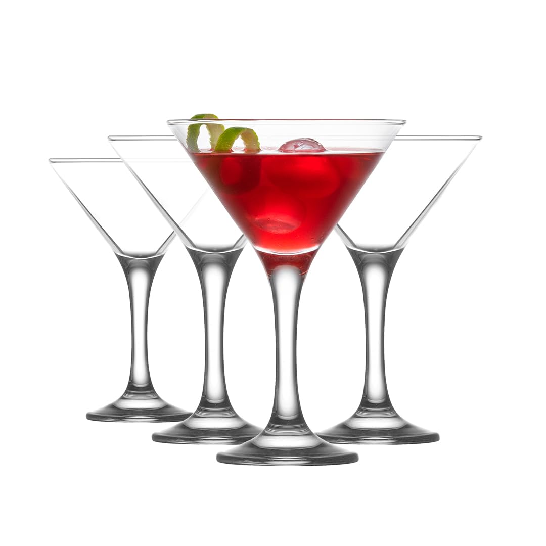 lav Martini Glasses Set of 6 - Martini Cocktail Glass Set 6 Oz - Cosmopolitan Glasses for Elegant Cocktails - Classic Cocktail Glasses with Chic Design for Home Parties - Made in Europe