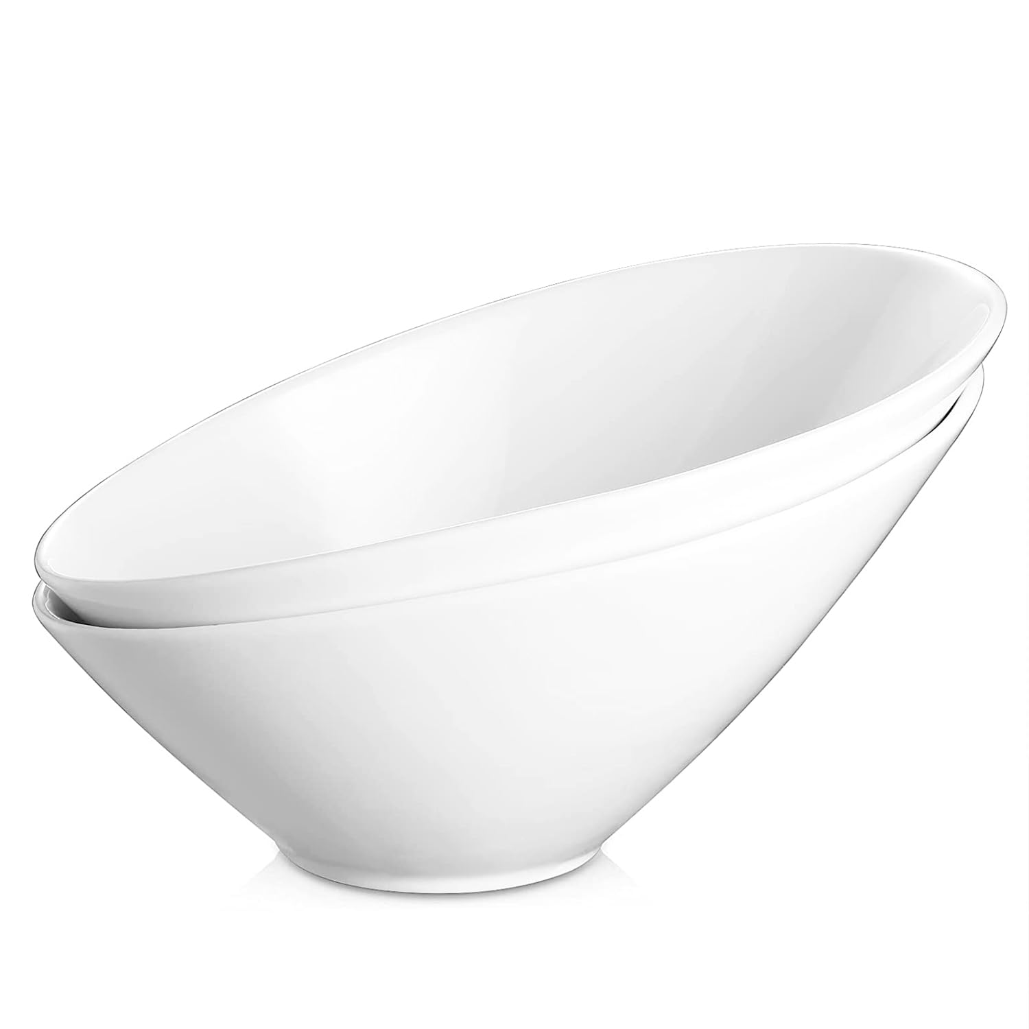Salad Bowls, 2 Packs Fruit Bowl Modern, Ceramic Serving Bowls Large, 24OZ White Pasta Bowls, Angled Bowls for Salad, Pasta, Soup, Fruit, Rice, Ideal for Home and Restaurant, BSHU96