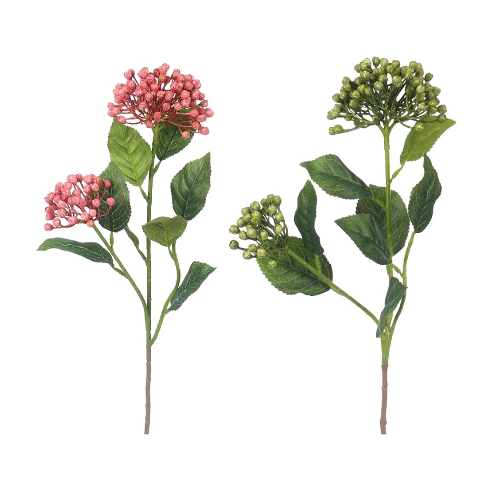 Artificial Buds Flower Stem, 55cm Tall Faux Decorative Flowers Blossom Berries & Green Leaves, Allergy-Free, Everlasting & Maintenance-Free Fake Flowers Bouquet for Home Event Decor (1, Set)