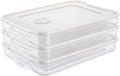 3pcs Plastic Food Storage boxes, Stackable Fridge Freezer Crisper Storage Box, Stack Food Container Tray Organizer 3 Layer Refrigerator Box, Airtight Container for Food, Transparent Slim Containers