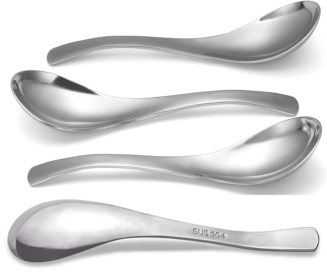 Funito Thick Heavy-weight Soup Spoons, Stainless Steel Soup Spoons, Table Spoons, Set of 4