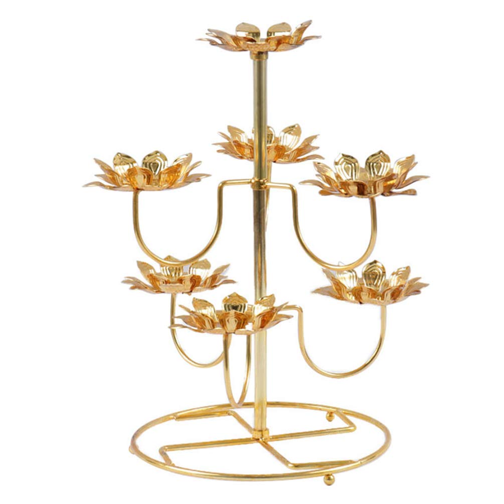 EXCEART 1Pc Candle Holders Set Lotus Candle Wrought Candelabra Creative Temple Candle Holder Home Accessories