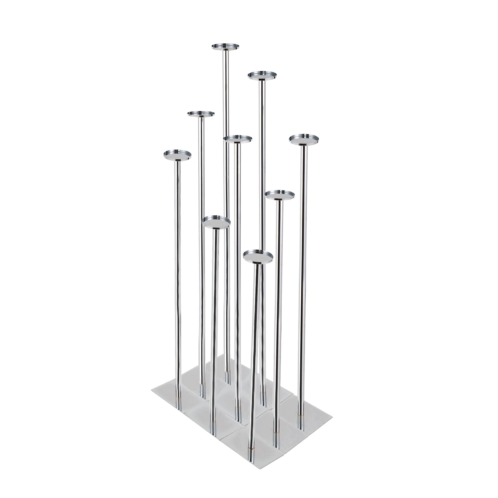 Floor Candelabra Holders, 9 Arm Tall Pillar Candle Holder for Wedding Centerpiece Metal Tealight Candlesticks for Wedding Birthday Party Home Decorations (Silver)