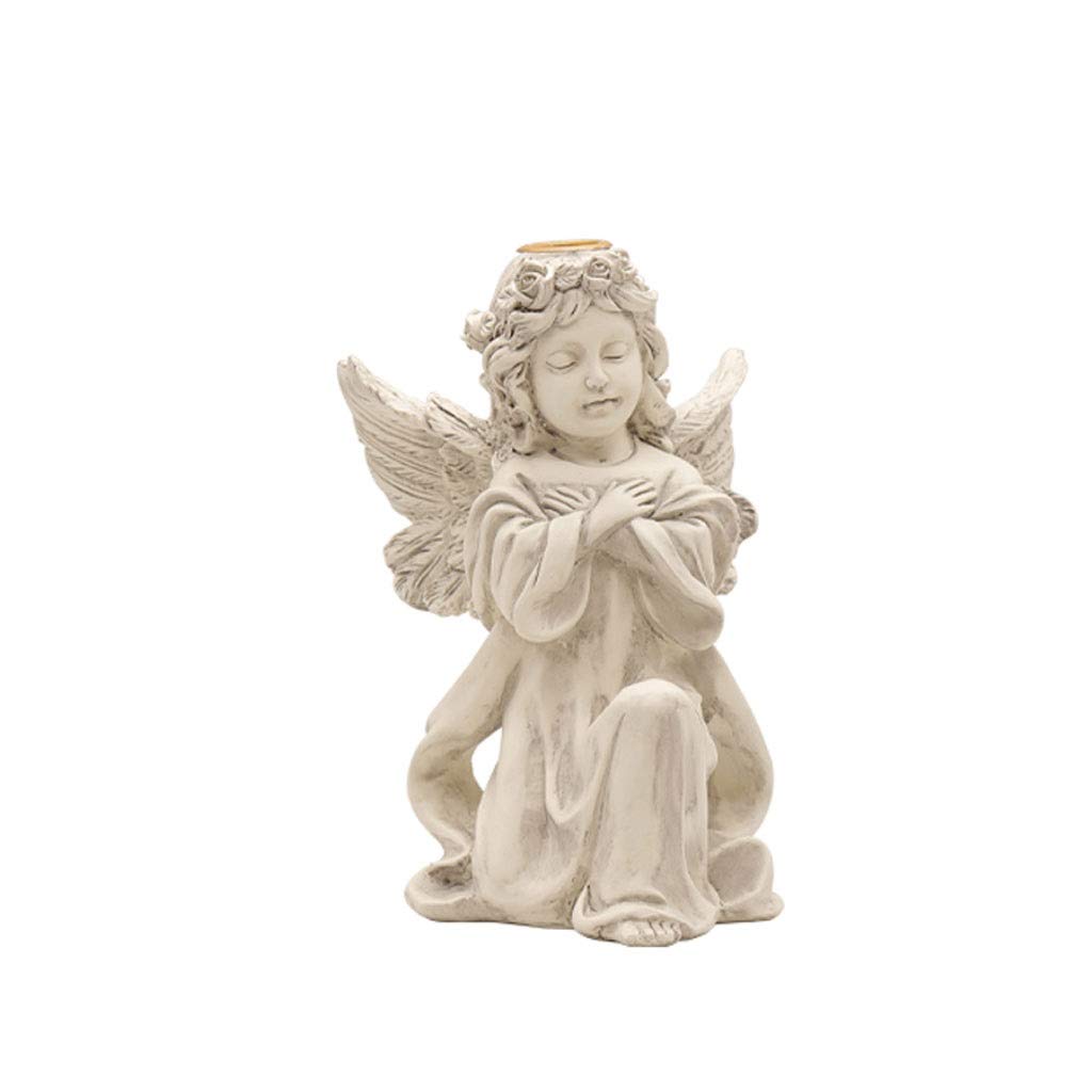 MYBA Candle Holder Candle Stand Nordic Vintage Resin Candlestick Cute Praying Angel Ladys Candle Holder Home Decoration Accessories Home Wedding Decor (Color : C-antique)