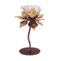 candle holders Creative Flower Shaped Candlestick Ornaments Iron Candle Holder Lotus Candle Tray dining table centrepiece(Small)