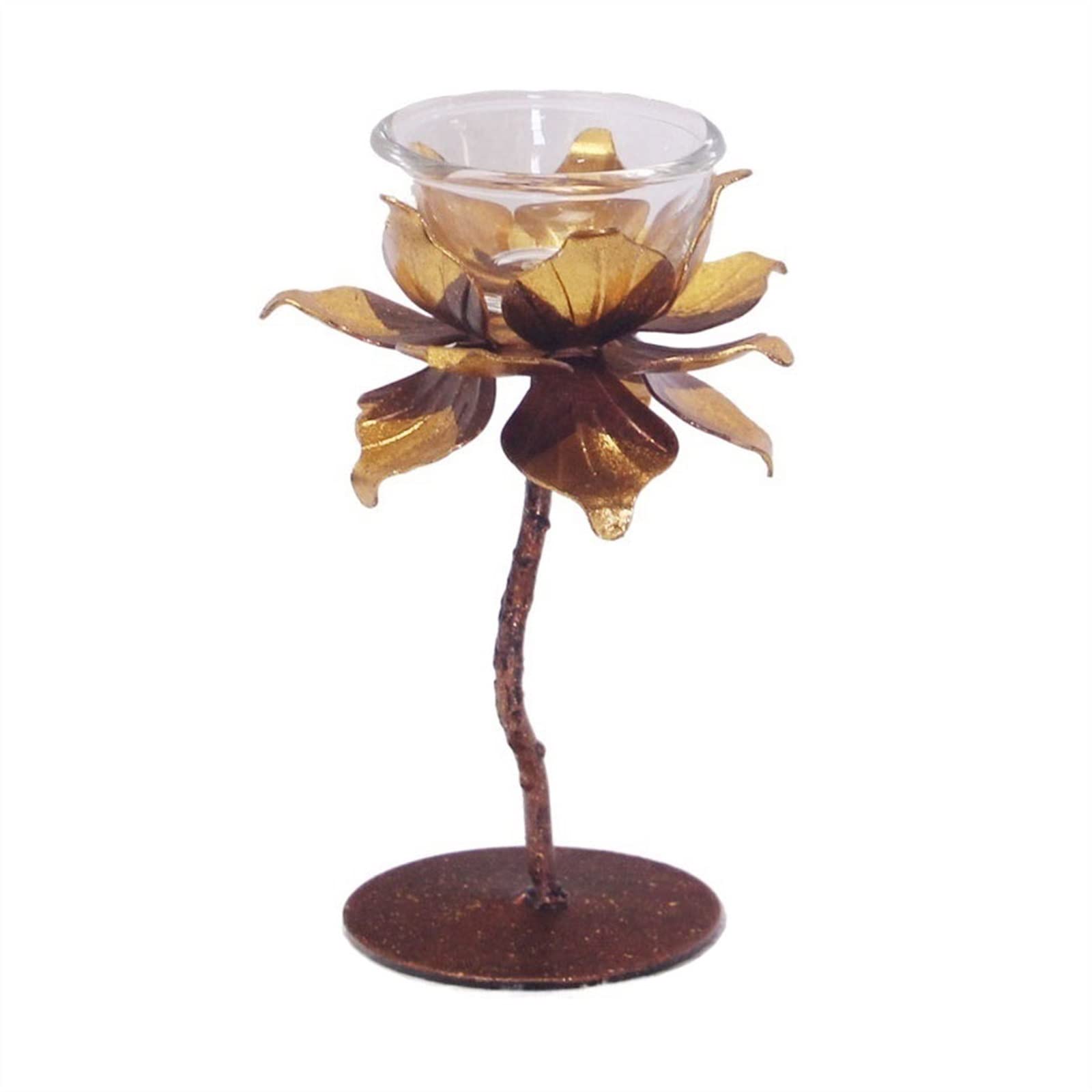candle holders Creative Flower Shaped Candlestick Ornaments Iron Candle Holder Lotus Candle Tray dining table centrepiece(Small)