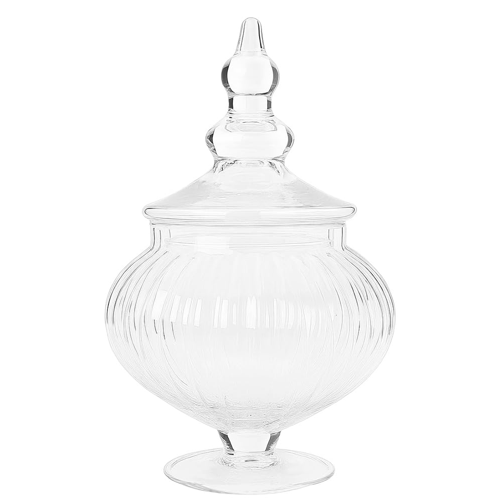 Glass Cookie Jar - 0.6 Ltr - Food Storage Container, Keep Fresh Flour, Chewy Pet Treats, Candy, Dried Foods, Biscuit, Chocolate for Your Kitchen or Decoration- Pack of 1