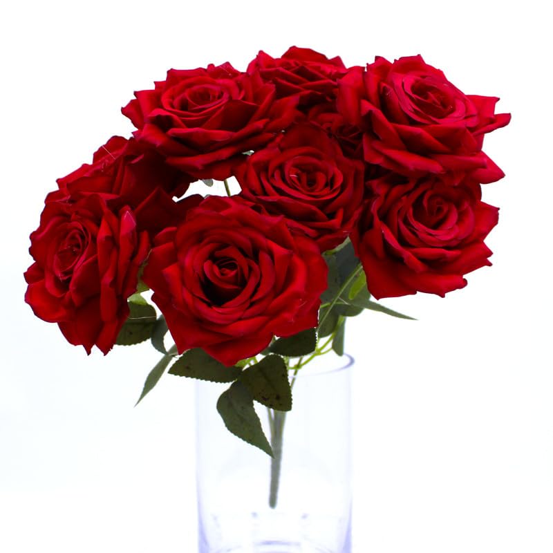 Artificial Rose Flowers with Stems for Bridal Wedding Decoration Study | Home & Garden | Home Decor | Floral Décor - F032-RED