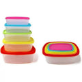 MARKQ Food Storage Container with Airtight Lids 5 Piece Plastic Stackable Tupperware Box for Leftovers lunch box meal prep containers, Rectangle