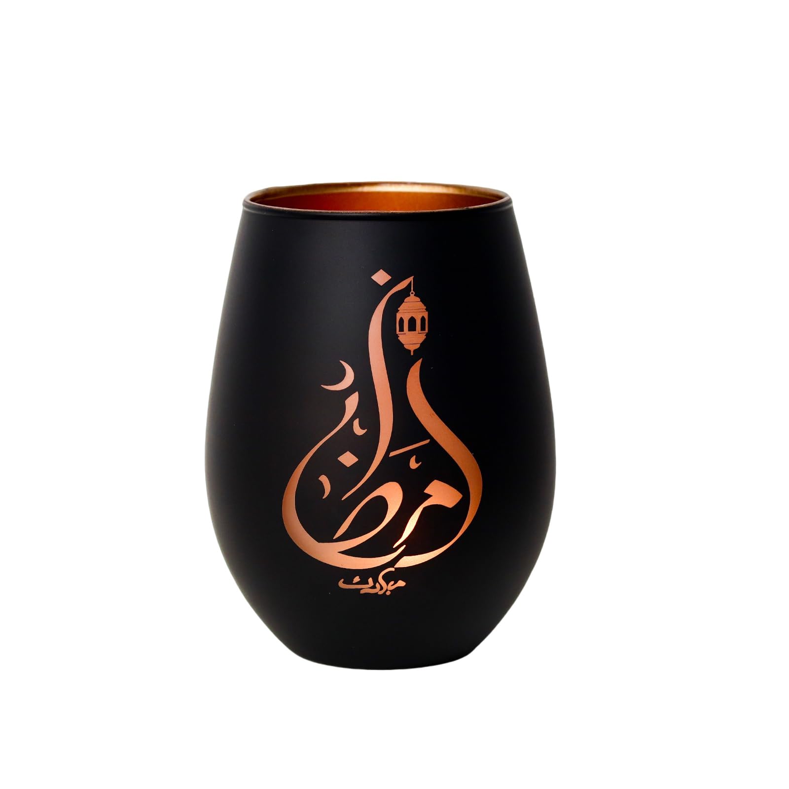Ramadan Mubarak Decor Glass Candle Holder, Matte Black Tealight & Votive Holder for Ramadan Decorations, Eid Mubarak Decor & Gifts, Islamic Decorations for Home