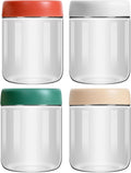Premify 4-Pack 16oz Glass Jars with Screw Lid for Overnight Oats Condiment Salad Dressing Sauce Containers Candle Canning Spice Leak Proof Storage Containers Airtight- Reusable