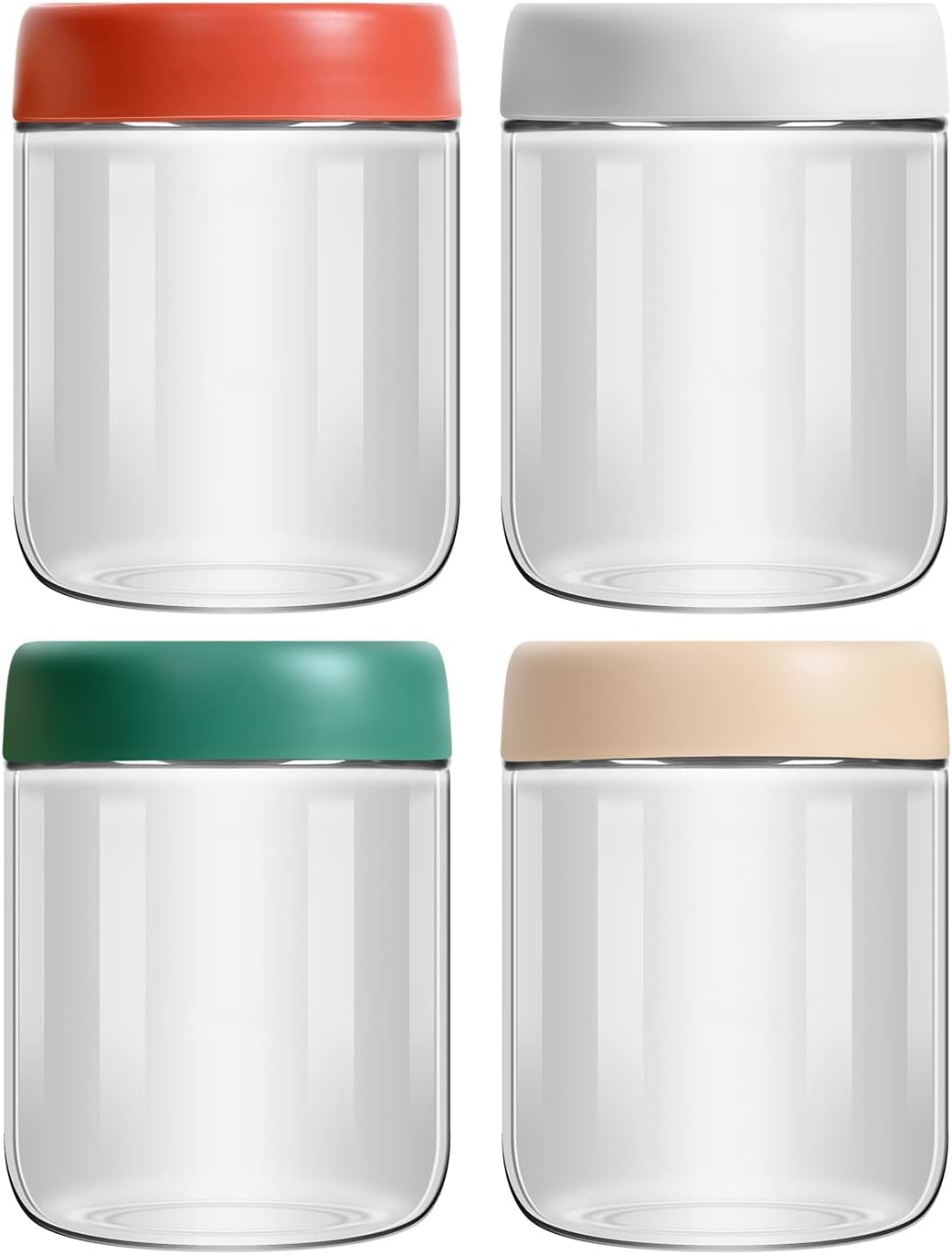 Premify 4-Pack 16oz Glass Jars with Screw Lid for Overnight Oats Condiment Salad Dressing Sauce Containers Candle Canning Spice Leak Proof Storage Containers Airtight- Reusable