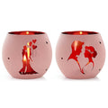 2 Pcs Elegant Art Deco Glass Candle Holders, Romantic Tea Light Candlesticks, Centerpiece for Dinners, Weddings, Valentine's Day, Home Living Room Decor Accessory