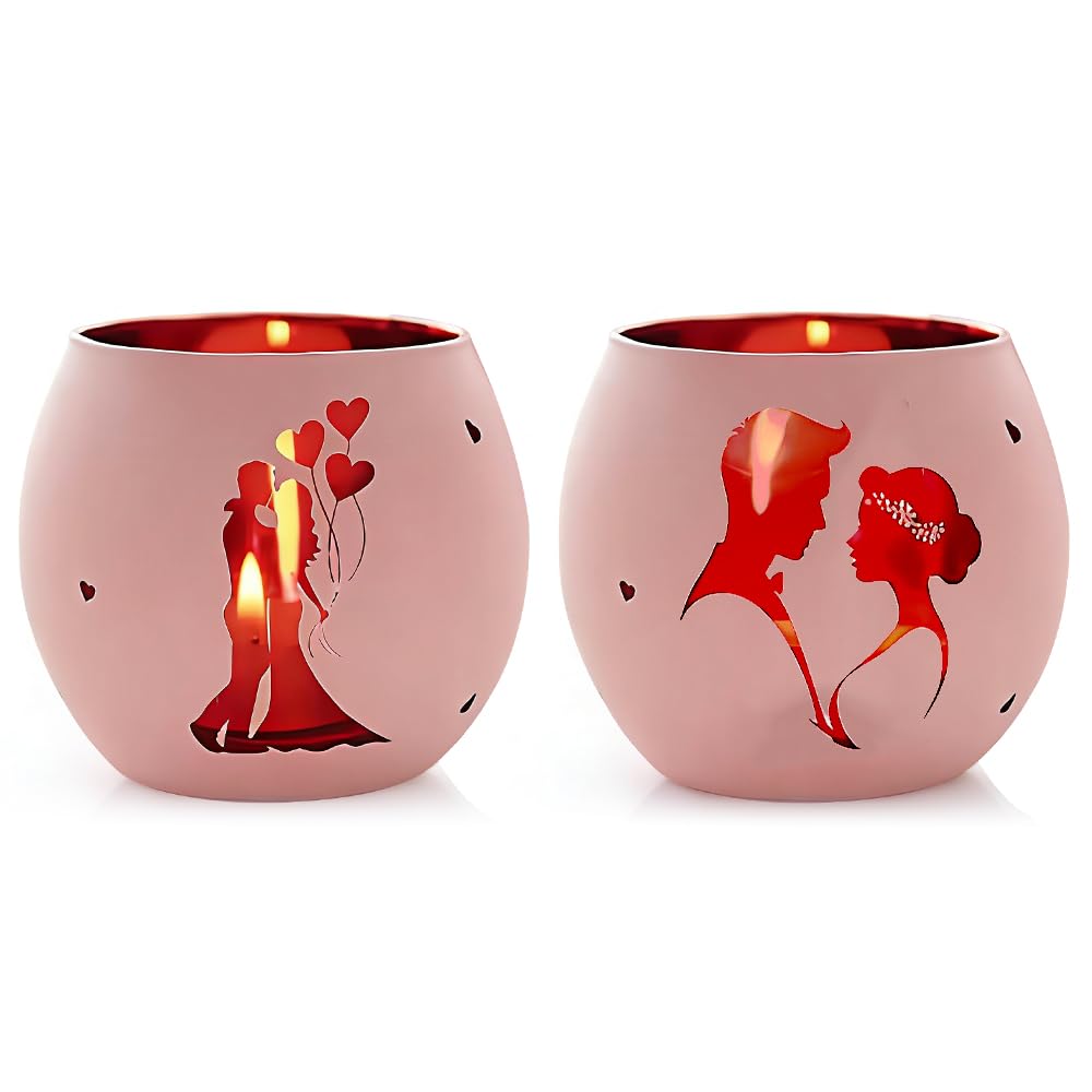 2 Pcs Elegant Art Deco Glass Candle Holders, Romantic Tea Light Candlesticks, Centerpiece for Dinners, Weddings, Valentine's Day, Home Living Room Decor Accessory