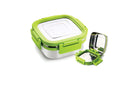 GANESH Solo Sqaure Stainless Steel Tiffin Lunch Box Container/Dabba with 4 Side Clip Lock Lid for Office & School Use/Food Grade/Air Tight/Easy to Carry/Leak Proof (350 ml, Assorted)
