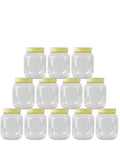 12-Pieces Plastic Spice Storage Pet Jar-Sunpet 300 ml Round Clear Jars with lid-Plastic Transperent Bottles