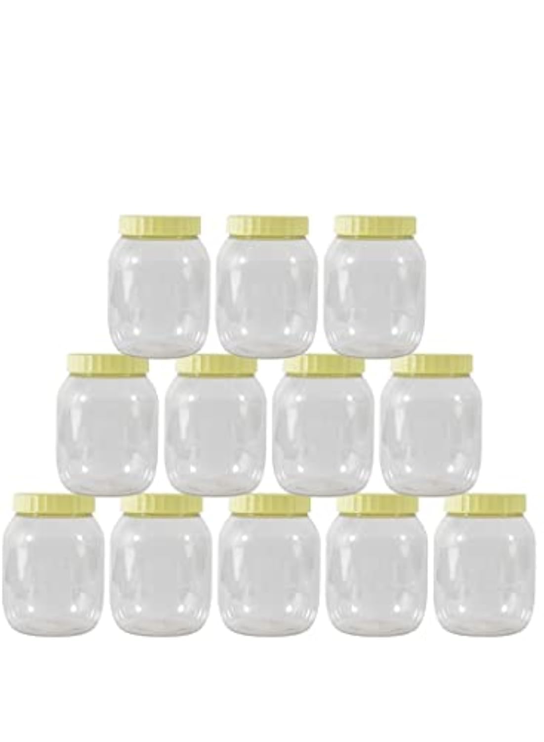 12-Pieces Plastic Spice Storage Pet Jar-Sunpet 300 ml Round Clear Jars with lid-Plastic Transperent Bottles