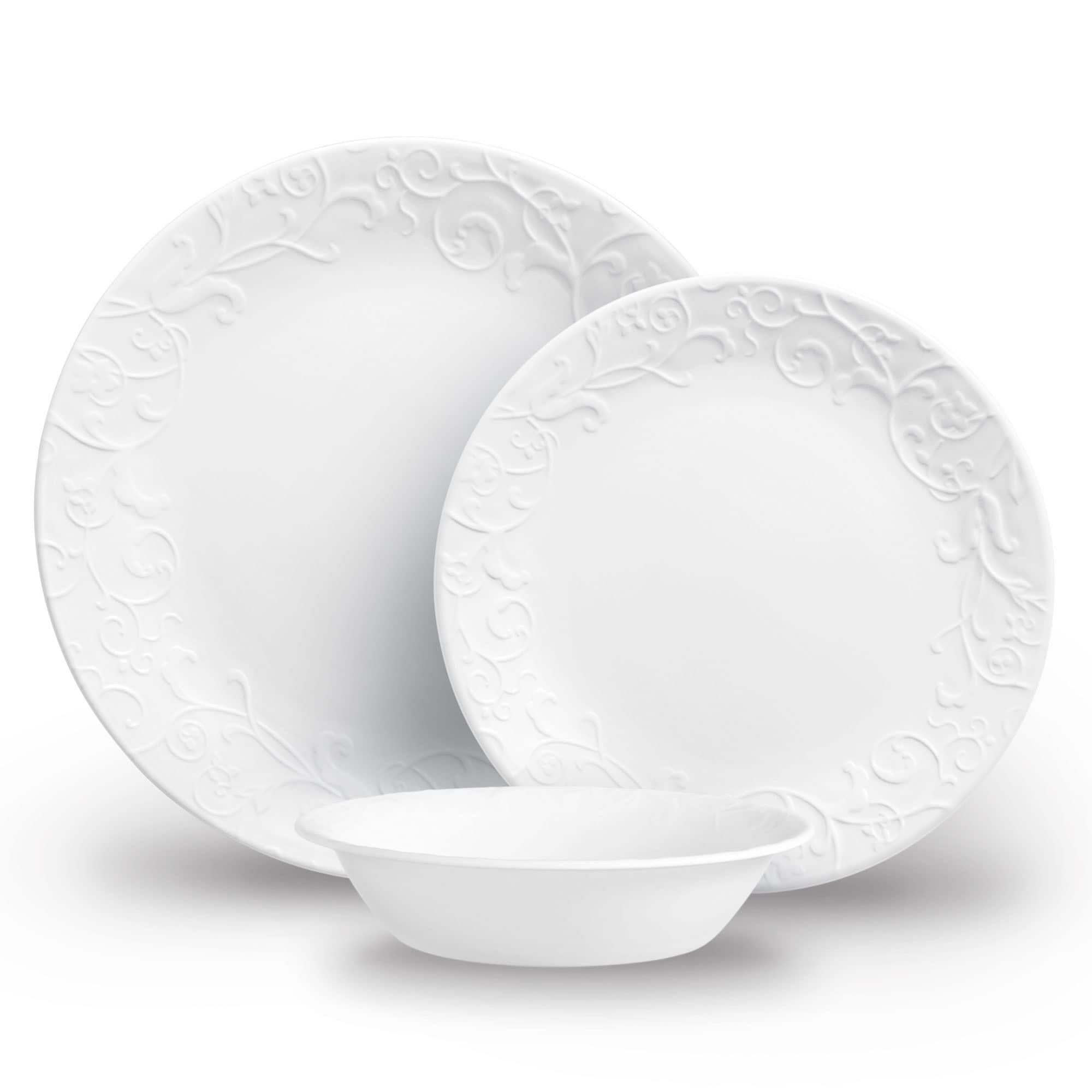 Corelle Vitrelle Glass Dinnerware, 12pc Set, New York White