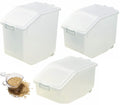 Premify Rice Storage Containers 3pcs Set (5kg, 10kg, 15kg) - Food Storage Container with Lid, BPA Free Plastic Large Cereal Sotrage Box, Kitchen Multifunctional Container with Measuring Cup