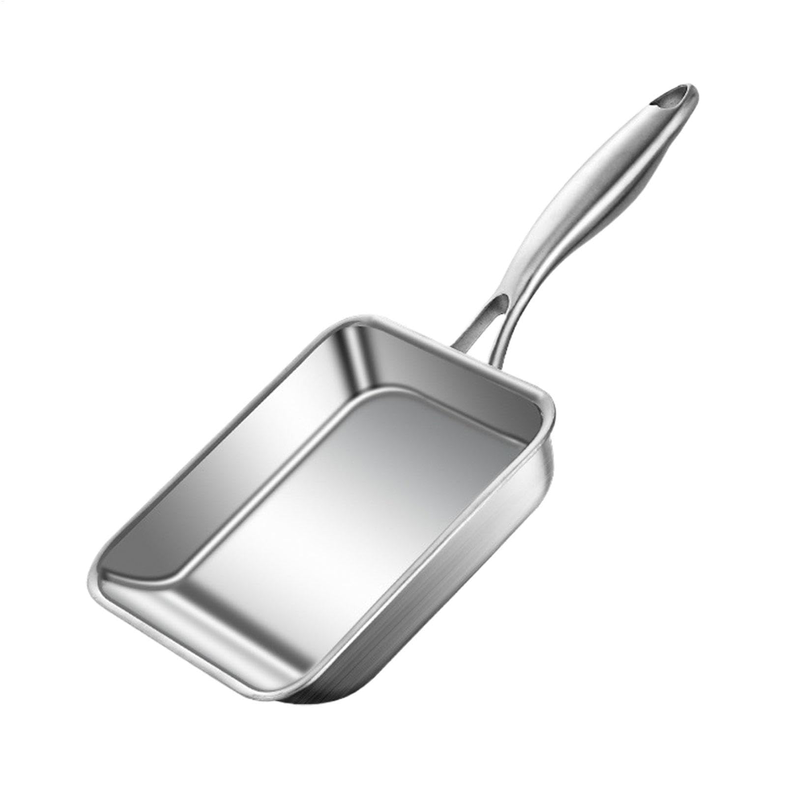 Nonstick Square Frying Pan, 3-Ply Stainless Steel Deep Skillet, Small Nonstick Egg Pan, Durable Scratch-Resistant Cookware, Induction Compatible Multipurpose Pan for Eggs and Everyday Cooking
