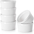 DOWAN Ramekins Set of 6, 8 oz Porcelain Soufflé Dishes for Creme Brulee & Muffin, Baking Dishes for Cake & Pudding & Ice Cream, Mini Bowls for Dips, Sauces, Snacks and Fruits, 4 x 2.1 in-White
