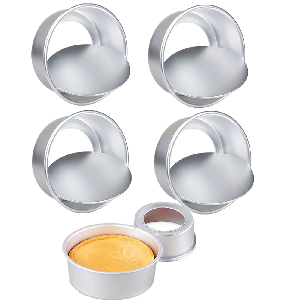 XZJMY 5 Pack Non-Stick Deep Aluminum Round Cake Pan With Removable Bottom,mini cake pan, round aluminum cake pan, used for family gatherings to bake mini cake pizza, quiche (6 Inch)