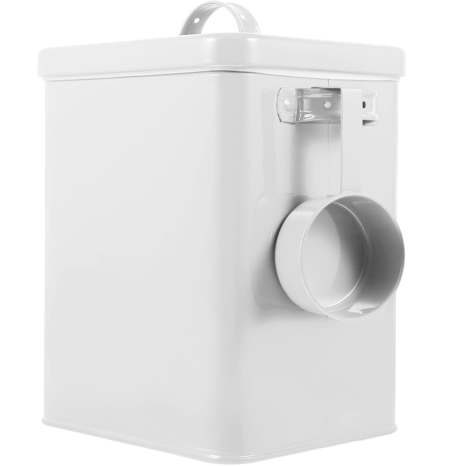 Metal Rice Storage Container Canister with Lid Cereal Containers Dispenser Sealed Food for Beans Pet Food, White