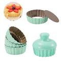 MAKINGTEC Tart Pan Removable Bottom Set Nonstick Mini Pie Pans for Baking, Quiche Bakeware, Cheesecakes, Desserts & More for Oven & Instant Pot Baking Includes 6 Pie Pans and 1 Press Tamper