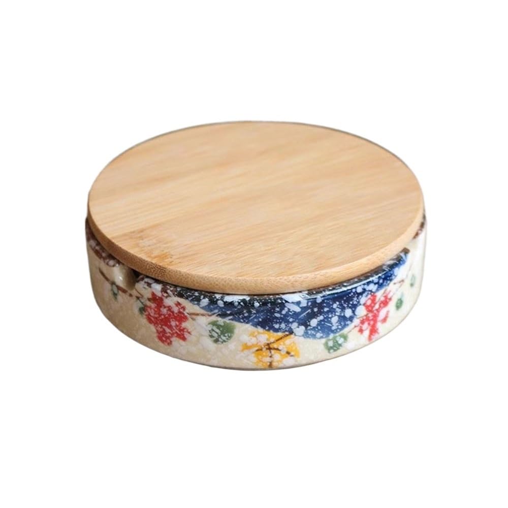 Practical ashtray Ceramic Cherry Blossom Pattern Ashtray with Lid Tabletop Round Shape for Home Office Patio Outdoor etc