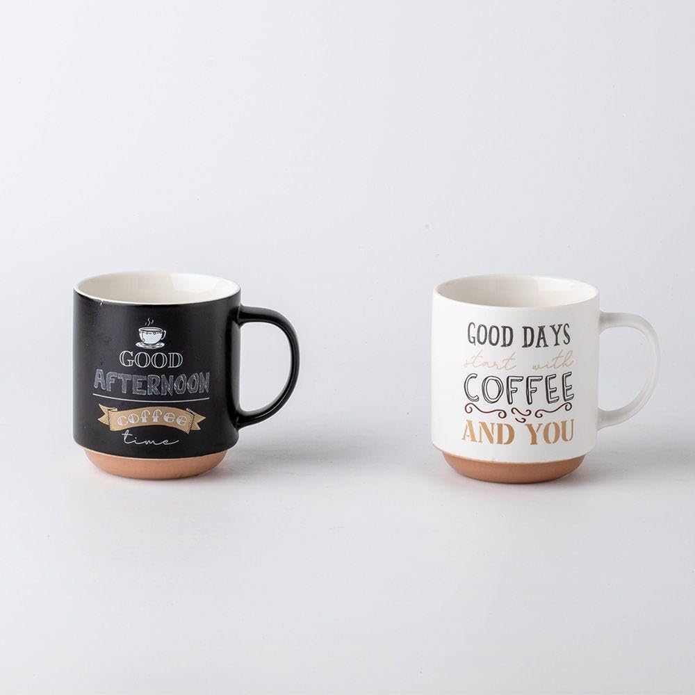 Danube Home Danube Essential 2-Piece New Bone China Mug Set Black 410Ml L 8.7 x W 5.9 x H 9.9 cm