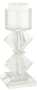 Dahlia Studios Diamond 11 1/2" High 2-Stack Shiny Clear Glass Pillar Candle Holder -